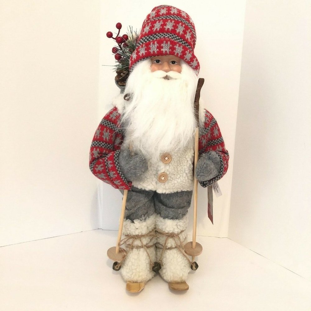 Holiday Lane Rustic Skiing Santa Figurine